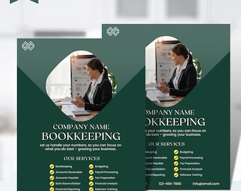 Bookkeeper Flyer Template, Printable Business Flyer Design, Bookkeeping Flyer, Budget Template, Instant Download, Business Service Flyer