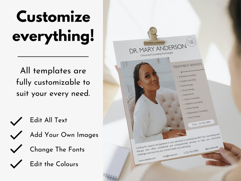 Therapy Flyer Template, Mental Health Wellness Poster, Counseling Psychology Business Ad, Editable Therapist Marketing Canva, Psychotherapy image 7