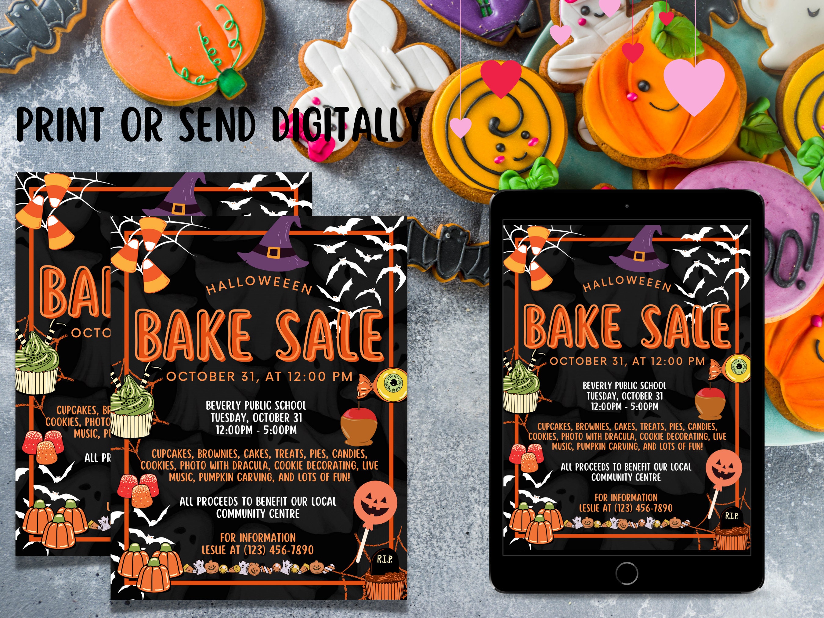 Editable Halloween Bake Sale Flyer Invitation, School Bake Sale ...