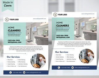 Cleaning Service Flyer, DIY Flyer, Cleaning Business Poster, Housekeeping Flyer, Editable Printable Template, Canva, Business Flyer vol 94