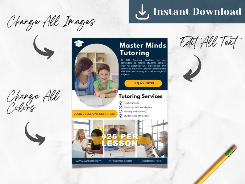 Home Lesson Flyer Samples DIY Tutoring Flyer Templates Design, Teacher Private Lesson Course ...