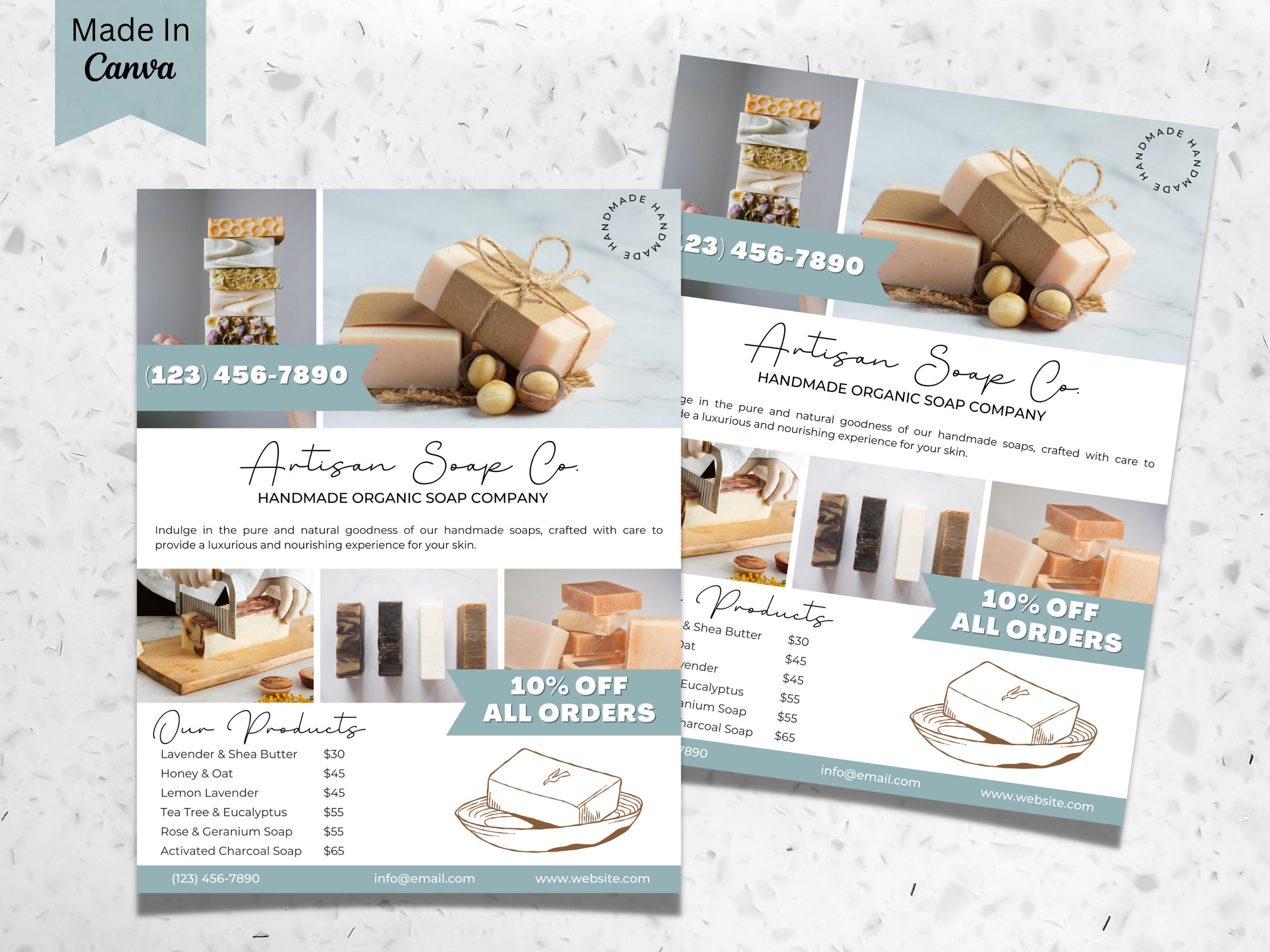 Handmade Soap Flyer Template, Editable Handmade Soap Making Small