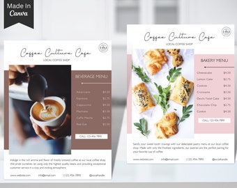 Cafe Flyer, Coffee Menu Template, Editable Coffee Price List, Coffee Price Guide, Instant Download, Printable Cafe Menu, Coffee Shop Menu