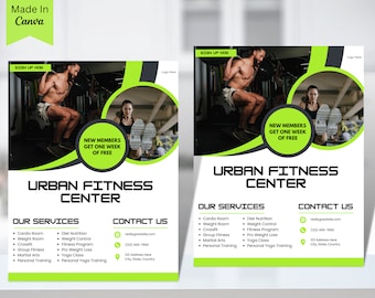 Gym and Fitness Flyer, US Letter Gym Flyer Template, Weight Loss Flyer Template, DIY Flyer, Flyer Template, Gym, Fitness Flyer Printable