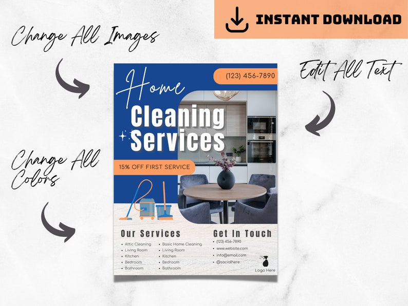 Flyer Kitchen Clean Cleaning Service Flyer, DIY Sheet, Cleaning Service Poster ...