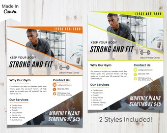 Gym and Fitness Flyer, US Letter Gym Flyer Template, Weight Loss Flyer Template, Fitness Flyer Printable, DIY Flyer, Flyer Template, Gyms