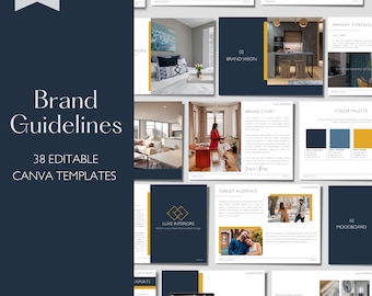 Brand Guidelines Template - Brand Style Guide, Presentation Template, Editable Canva Template, Neutral, Brand Strategy, Interior Designer