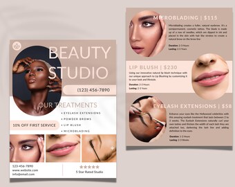 Beauty Flyer Brand Awareness Templates, PMU Promotional Flyer, Canva Template, Instant Download, Esthetician Lip Blush PMU