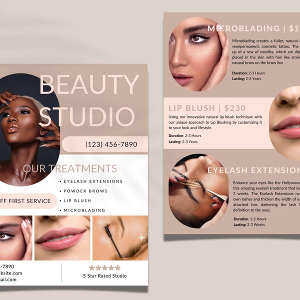 Beauty Flyer merkbewustzijn sjablonen, PMU promotionele flyer, Canva sjabloon, Instant Download, schoonheidsspecialiste Lip Blush PMU