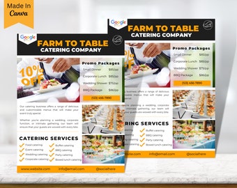 Catering Flyer Template, Editable Catering Flyer Guide, Instant Download, Printable Catering, Restaurant Flyer, Catering Advertisement Vo5