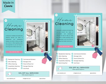 Cleaning Service Flyer, DIY Sheet, Cleaning Service Poster, Housekeeping Flyer, Editable Printable Template, Canva, Business Flyer vol 73