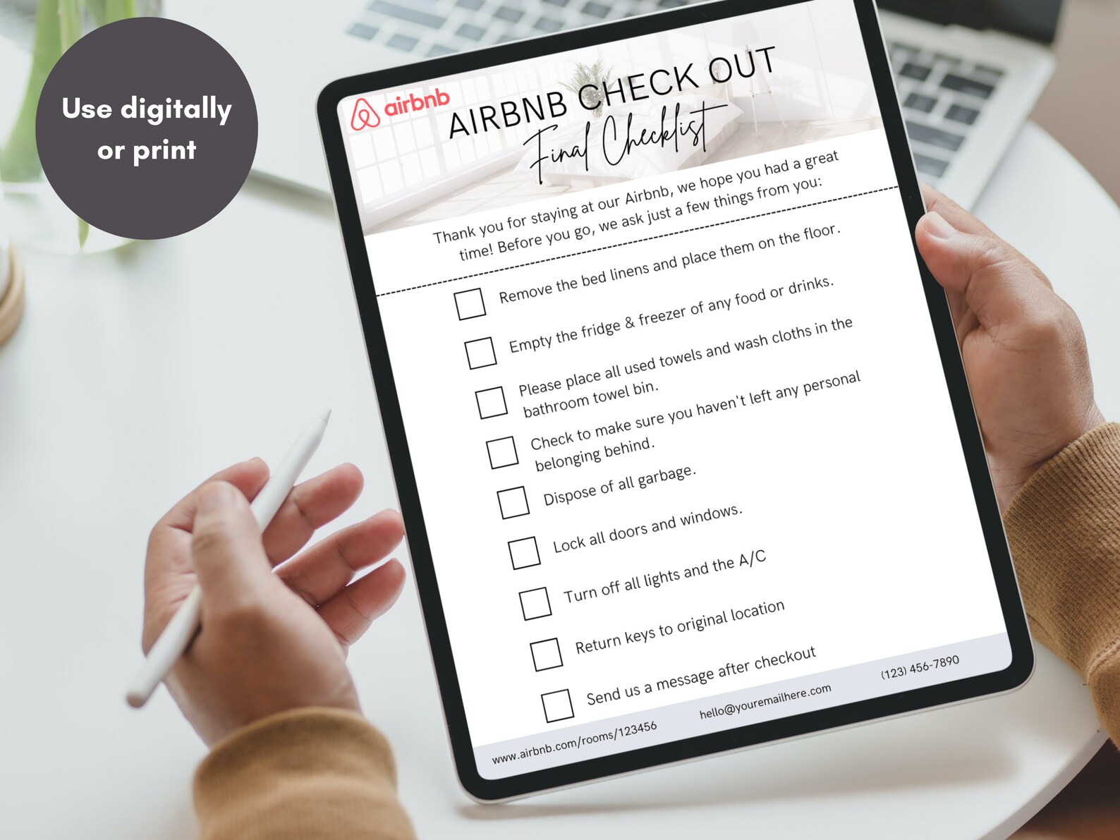 Airbnb Guest Check Out Checklist Sign Template | Editable Canva ...