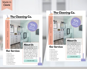 Cleaning Service Flyer, DIY Flyer, Cleaning Business Poster, Housekeeping Flyer, Editable Printable Template, Canva, Business Flyer vol 95