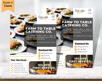 Catering Flyer Template, Editable Catering Flyer Guide, Instant Download, Printable Catering, Restaurant Flyer, Catering Advertisement Vo4