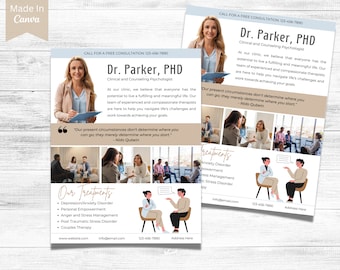Counseling Psychology Therapy Flyer Templates Design, Editable Printable, Mental Health, Wellness, Business Ads Poster Therapist, canva 42