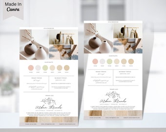 Modello kit brand, kit logo di una pagina, modello branding aziendale, bacheche brand modificabili, design logo, mood board, linee guida branding