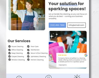 Cleaning Service Flyer Template, Editable Business Poster (Digital Download)