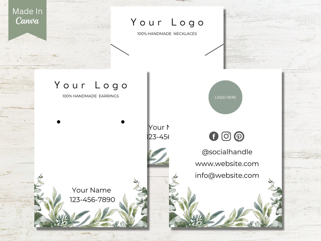 PRINTABLE Jewellery Display Template | Jewelry Display Cards Template | Editable Earrings ...