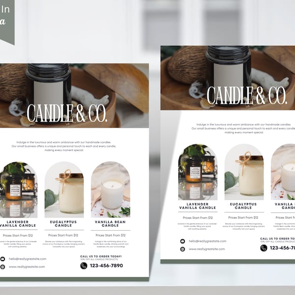 Soy Wax Candles Flyer Template, Editable Handmade Candle Making Small Business Flyers Templates, Candle Business Flyer, Candle Making 15