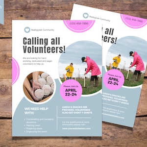 Volunteer Recruitment Flyer, Editable, Printable Instant Download Flyer, Volunteer Needed, School Fundraiser, Community Event, PTO PTA Flyer