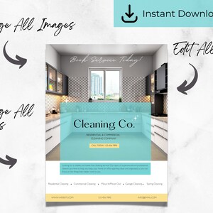 Flyer Kitchen Clean Cleaning Service Flyer, DIY Sheet, Cleaning Business Poster ...