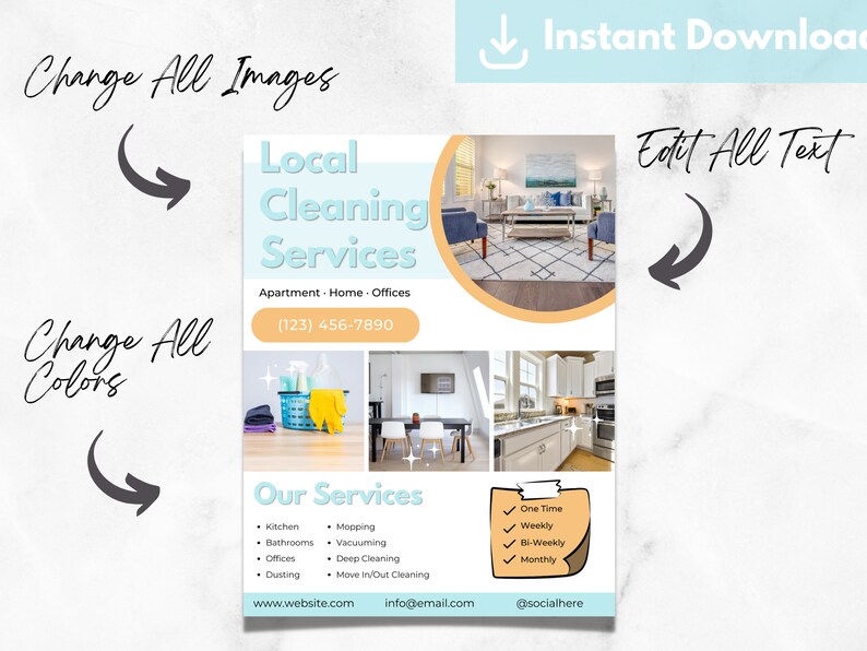 Flyer Kitchen Clean Cleaning Service Flyer, DIY Sheet, Cleaning Service Poster ...