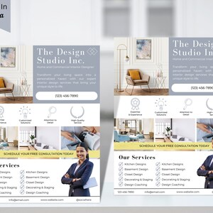 Interior Design Flyer, DIY Canva Interior Design Flyer, Editable Canva ...