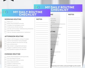 Autism Daily Checklist, Autism Checklist, Daily Planner, Autistic Routine, Editable PDF, Instant Digital Download, Canva, Autism Journal