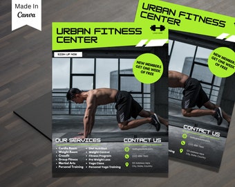Gym and Fitness Flyer, US Letter Gym Flyer Template, Fitness Flyer Printable, DIY Flyer, Flyer Template, Gym, Weight Loss Flyer Template vo2
