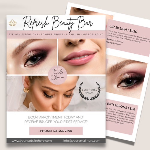 PMU Lip Blush Flyer Price List Template Medspa Beauty Etsy