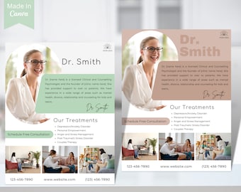 Counseling Psychology Therapy Flyer Templates Design, Editable Printable, Mental Health, Wellness, Business Ads Poster Therapist, canva 28