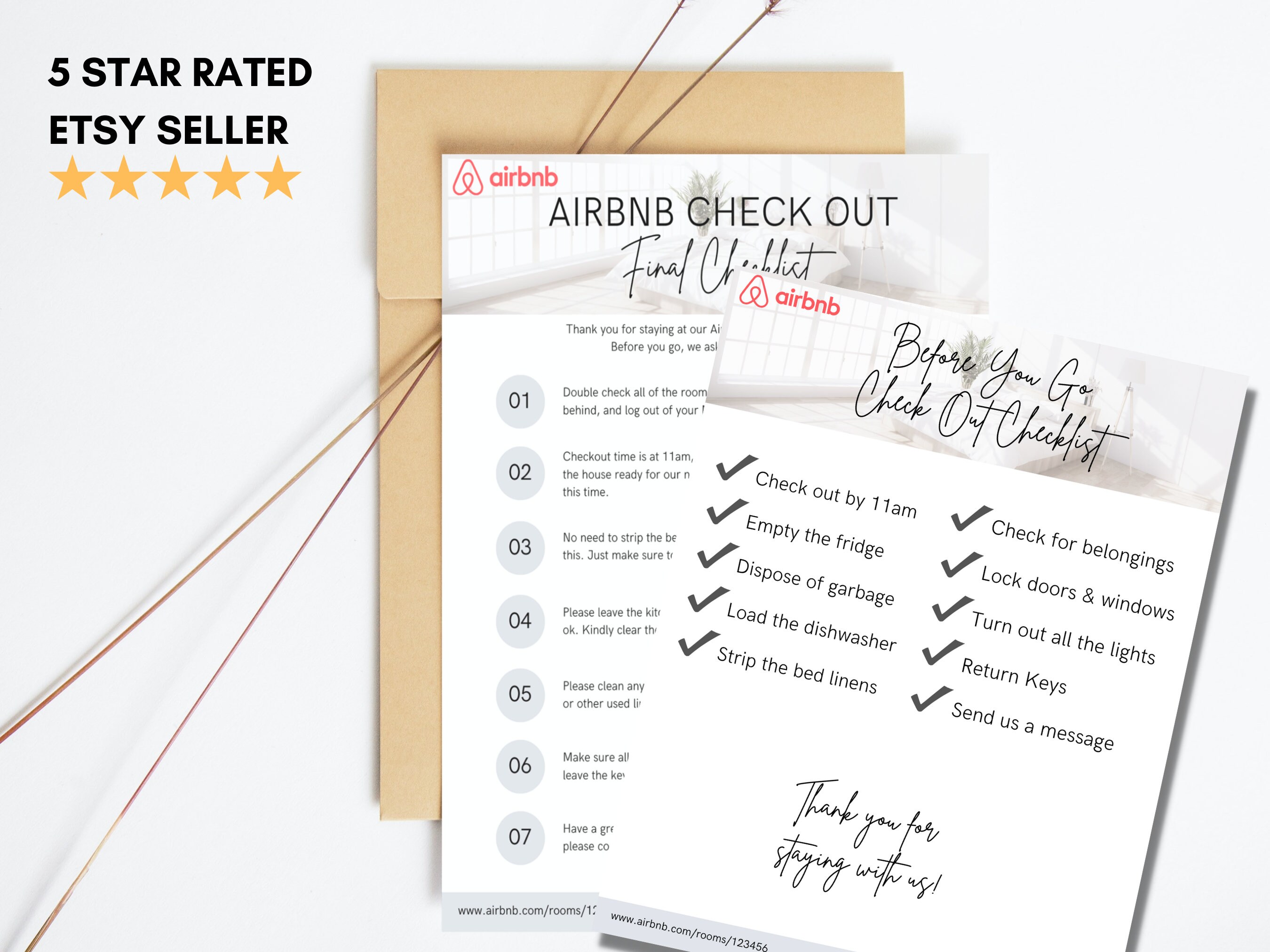 Airbnb Guest Check Out Checklist Sign Template Editable Etsy