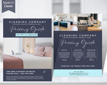 Cleaning Service Flyer, DIY Sheet, Cleaning Business Poster, Housekeeping, Editable Printable Template, Canva, Pricing Guide, Business Flyer