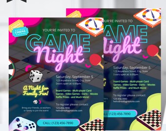 Trivia Night Flyer, Editable Game Night Invitation, Trivia Night, Family Game Night, Adult Game Night Party, Editable Invitation Template 5