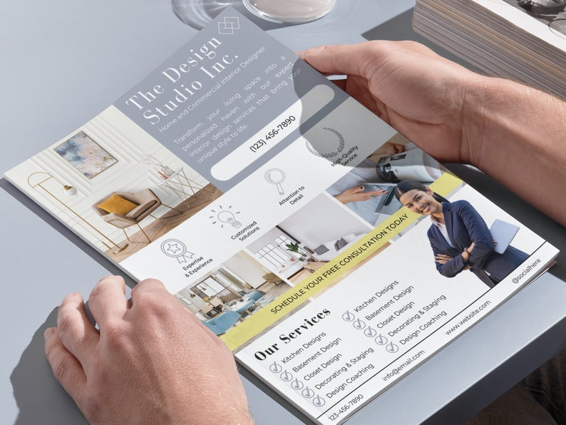 Interior Design Flyer, DIY Canva Interior Design Flyer, Editable Canva ...