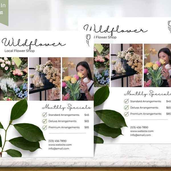 Flower Shop Flyer Template, Editable Florist Flower Shop Small Business Flyers Templates, Flower Business Flyer, Florist Business, Flowers 3