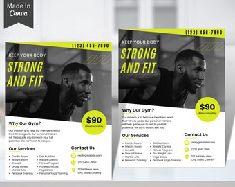 Gym and Fitness Flyer, US Letter Gym Flyer Template, Weight Loss Flyer Template, Fitness Flyer Printable, DIY Flyer, Flyer Template, Gym