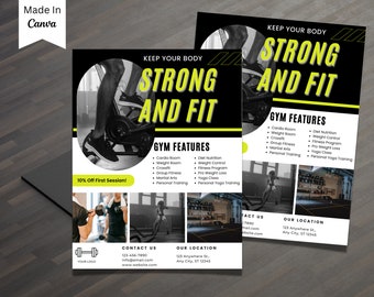 Gym and Fitness Flyer, US Letter Gym Flyer Template, Weight Loss Flyer Template, Fitness Flyer Printable, DIY Flyer, Flyer Template, Gym vo7