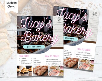 Cake Flyer Template, Cupcake Cake Business Flyer, Baking Dessert Flyer, DIY Cupcake Cake Flyer, Bakery Flyer, DIY Cake Shop Flyer, Canva vo7