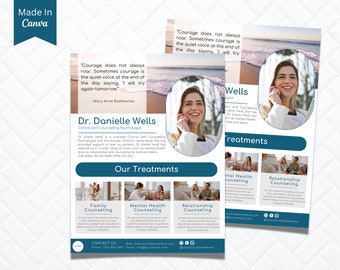 Counseling Psychology Therapy Flyer Templates Design, Editable Printable, Mental Health, Wellness, Business Ads Poster Therapist, canva 23