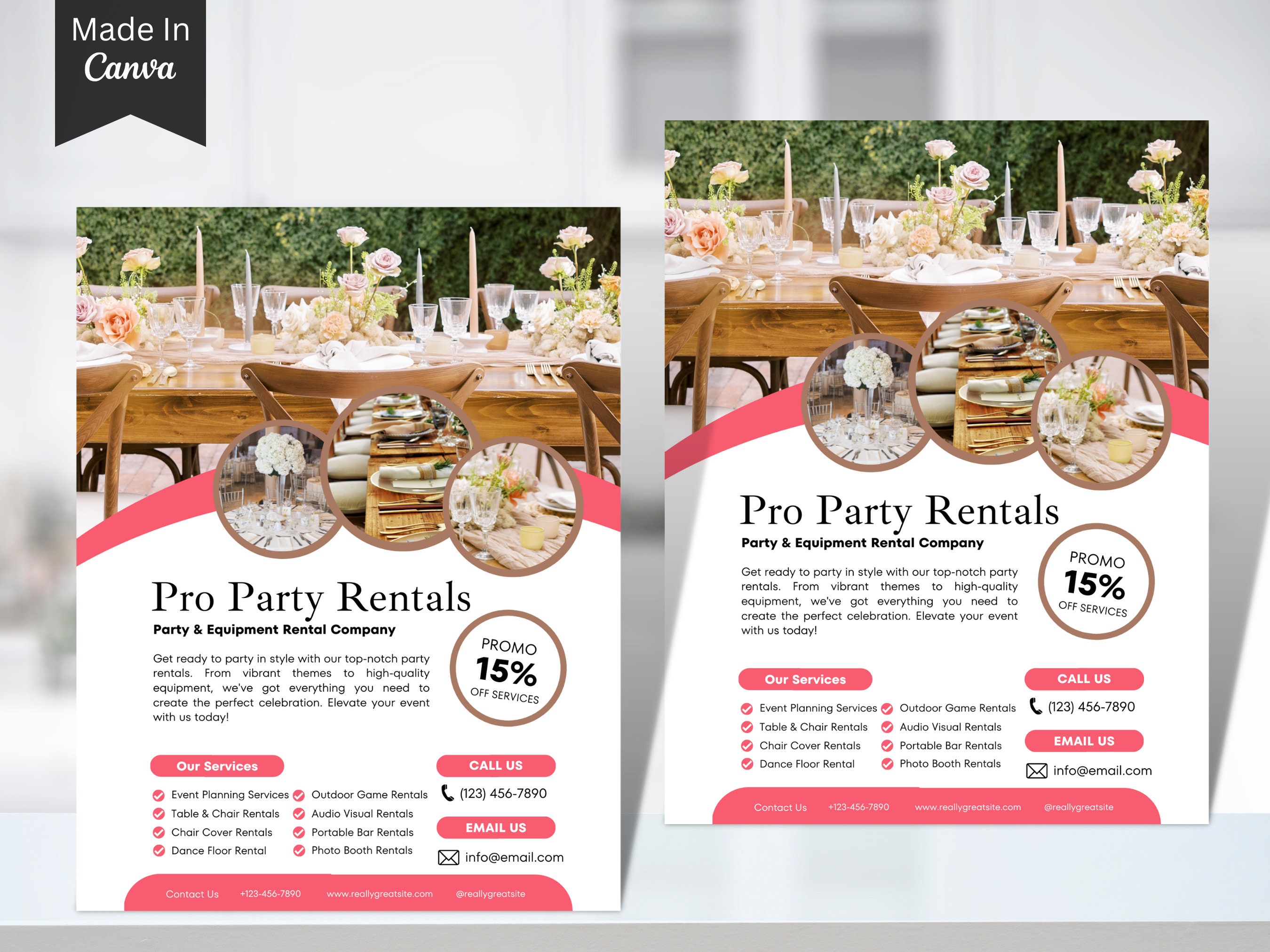 Party Rental Flyer Template, Editable in Canva, Event Venue Rental Party Rental Flyer Template, Editable in Canva, Event Venue Rental