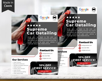 Car Detailing Flyer, Car Wash Flyer, Automotive Services Flyer, Social Media Flyer, Canva Business Flyer Design, DIY Flyer Template Design 9