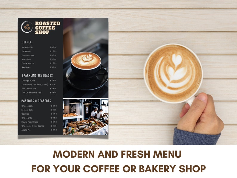 Coffee Menu Restaurant Menu Cafe Coffee Price List Bakery - Etsy
