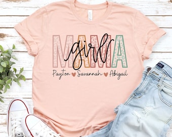 Custom Girl Mom shirt Girl Mama Shirt Mom Shirt with Names Mothers Day Gift Mothers Day Shirt Mama Shirt Personalized Mama Shirt New Mom Tee