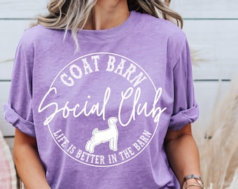 Goat Barn Social Club Shirt Funny Stock Show Goat Girl Gift Livestock Show Mom Tee Boer Goat Breeder T-Shirt Show Mama County Fair Tee