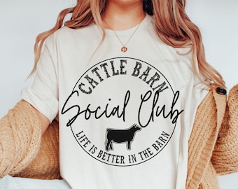 Cattle Barn Social Club Shirt Funny Stock Show Heifer Girl Gift Livestock Show Mom Tee Market Cow Breeder T-Shirt Show Mama County Fair Tee