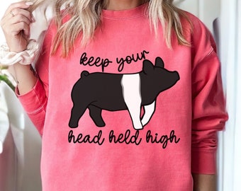 Retro Hampshire Pig Comfort Colors Sweatshirt Vintage Stock Show Pig Shirt Show Swine Gift Livestock Pullover Pig Show Mama Crewneck Sweater