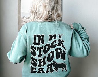 Comfort Colors Vintage Stock Show Sweatshirt Back Print Retro Pig Shirt Show Swine Gift Livestock Pullover Pig Show Mama Crewneck Sweater
