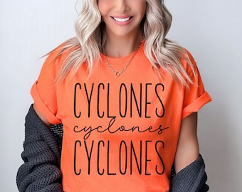School Mascot Shirt Cyclones Football Retro Vintage High School Spirit Tee Game Day Vibes Mom T-Shirt Personalized School Colors Spirit Tee