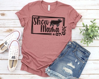 Stock Show Pig Shirt Swine Show Retro Stock Show Mom Pig Show Mama Pig Breeder Gift for Stock Show Mom Mothers Day Leopard Livestock Tshirt